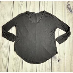 Rag & Bone Jean Sz S 3/4 Sleeve Modal Black Shirt Top Soft Raw Hem